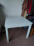 Witte ikea tafel bjursta uitschuifbaar, Huis en Inrichting, Tafels | Eettafels, Ophalen, Gebruikt, 50 tot 100 cm, Vierkant