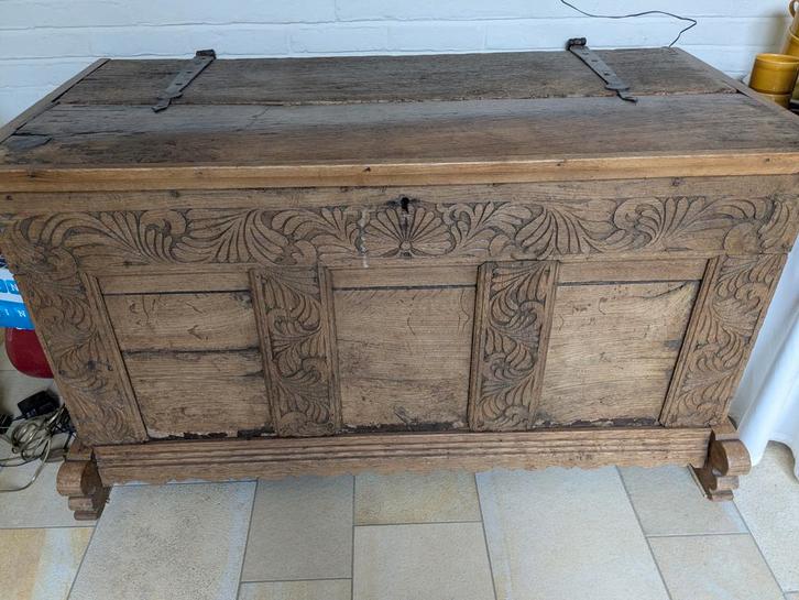 Antieke Eikenhouten Dekenkist, Huis en Inrichting, Woonaccessoires | Kisten, Gebruikt, 50 tot 75 cm, 75 tot 100 cm, 50 tot 100 cm