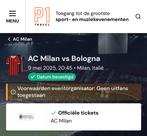 7 tickets AC Milan - Bologna, Tickets en Kaartjes, Losse kaart, Drie personen of meer, Mei