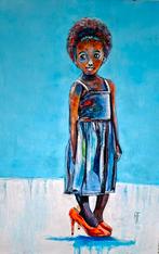 Meisje in jurk en hakken - Acryl op canvas, Ophalen of Verzenden