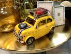 Retro Modelauto Fiat 500-look geel Vintage metalen XL auto, Auto, Nieuw, Ophalen of Verzenden, H