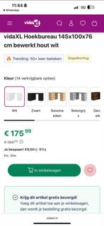 VidaXL Hoekbureau Wit 145x100cm, Ophalen, Zo goed als nieuw, Bureau