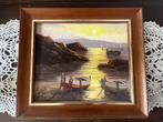 Olieverf schilderij van baai in lloret de mar 1987, Ophalen of Verzenden