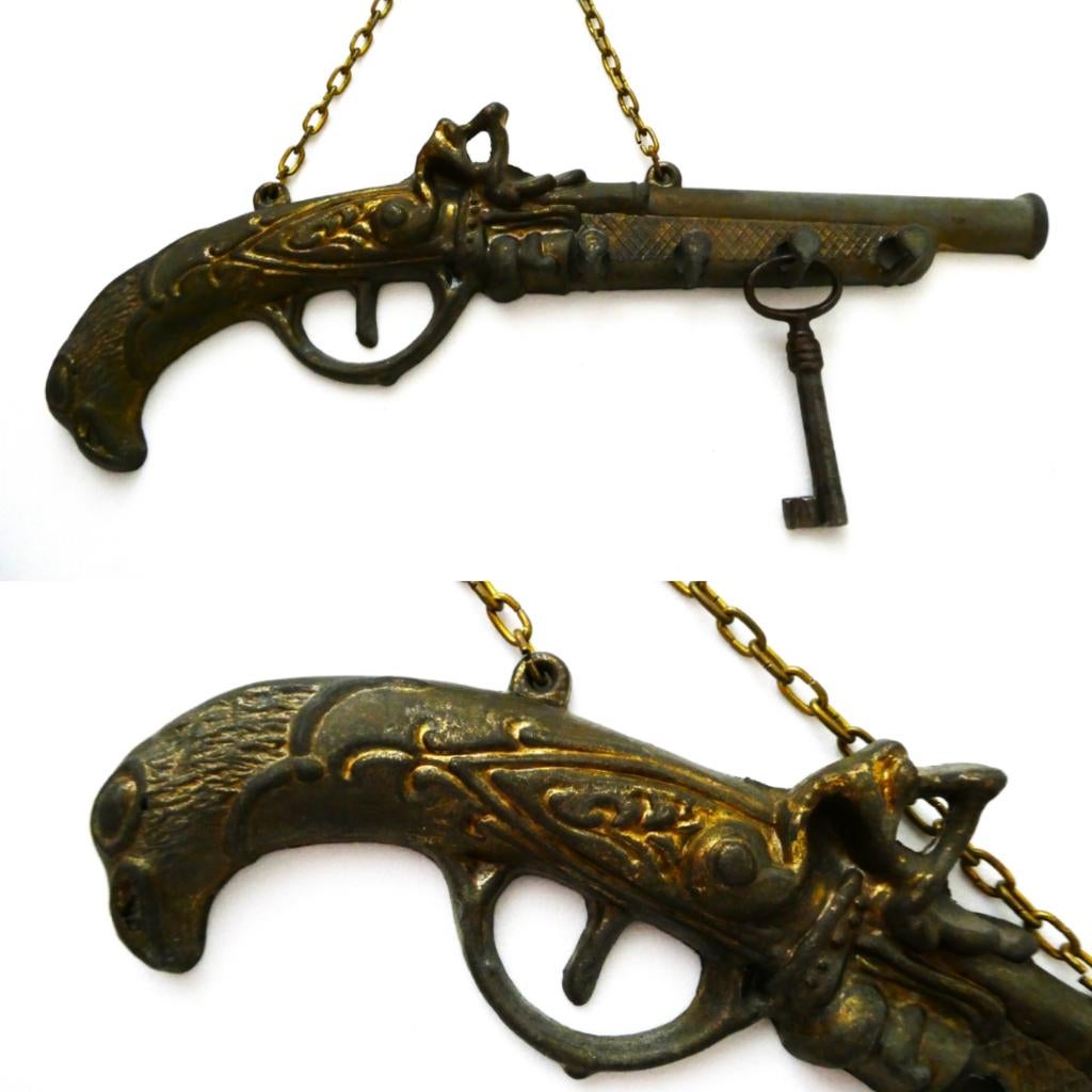 Decoratief papegaai sleutelrek kapstok 4 haakjes en sleutel, Antiek en Kunst, Ophalen of Verzenden