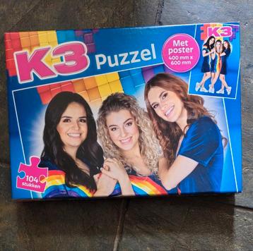 K3 puzzel (104 stukjes) met poster beschikbaar voor biedingen