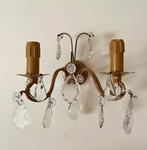 Set antieke Franse wandlampen met kristalglazen pegels, Antiek en Kunst, Ophalen of Verzenden