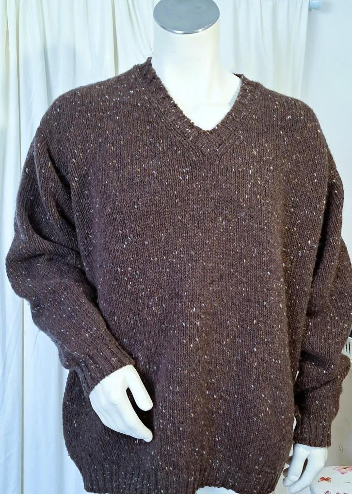 BARNETT & BARNETT 🧐🐑wollen v hals bruin gespikkeld 3xl, Kleding | Heren, Truien en Vesten, Zo goed als nieuw, Overige maten