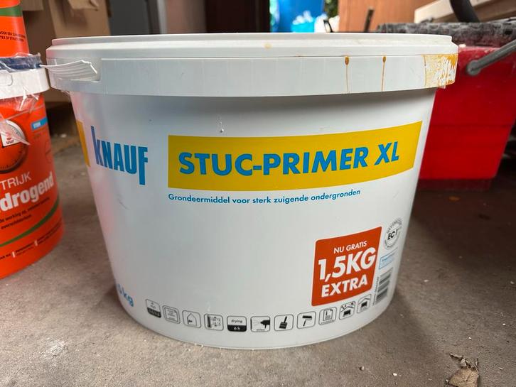 Knauf Stuc-Primer XL - Grondverf, Doe-het-zelf en Verbouw, Verf, Beits en Lak, Zo goed als nieuw, Verf, 10 tot 15 liter, Geel