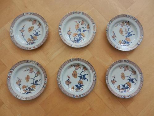 Fraaie set zes borden bloeiende planten Imari China Kangxi, Antiek en Kunst, Antiek | Keramiek en Aardewerk, Ophalen of Verzenden