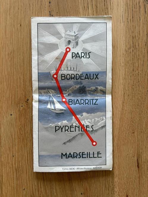 oude franse wegenkaart Perrier Paris Biarritz Marseille, Boeken, Atlassen en Landkaarten, Gelezen, Landkaart, Frankrijk, 1800 tot 2000