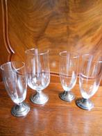 7 (kristallen) glazen op verzilverde voet, Antiek en Kunst, Ophalen