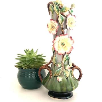  Frans Victoriaanse vaas rozen en takken, Edouard Lindeneher beschikbaar voor biedingen