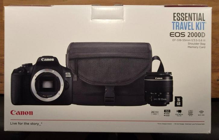 Canon EOS 2000 D ESSENTIAL TRAVELKIT, Audio, Tv en Foto, Fotocamera's Digitaal, Nieuw, Canon, 8 keer of meer, Ophalen of Verzenden