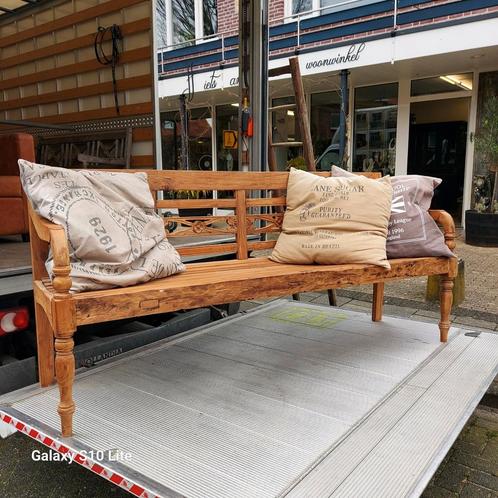 Indonesische teak handsnijwerk bank buffetkast landelijk pot, Tuin en Terras, Tuinbanken, Zo goed als nieuw, Ophalen of Verzenden