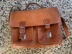 Oude leren schooltas, Sieraden, Tassen en Uiterlijk, Tassen | Schooltassen, 30 tot 40 cm, Bruin, Aktetas of Boekentas, Ophalen of Verzenden