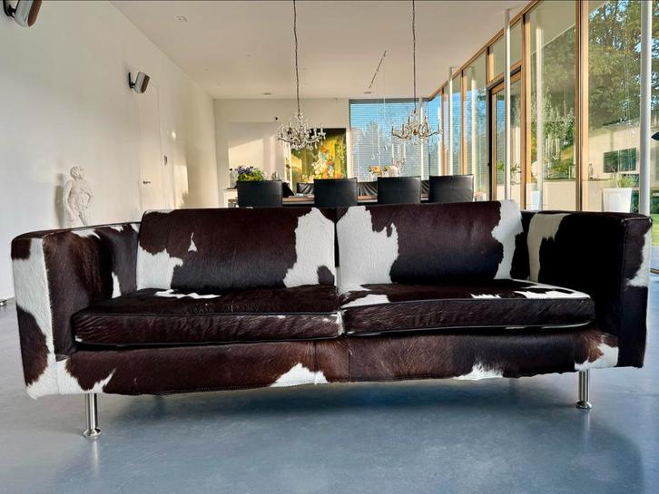 Minotti Designbank - Koeienhuid- Perfect Zitcomfort!, Huis en Inrichting, Banken | Bankstellen, Gebruikt, Rechte bank, Driepersoons