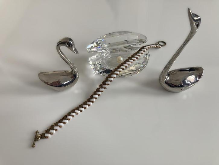 Handgeweven Miyuki Tila Kralen Armband Wit Brons, Sieraden, Tassen en Uiterlijk, Armbanden, Nieuw, Overige materialen, Wit, Met bedels of kralen