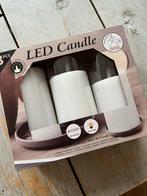 LED Kaarsen Set - 3 Stuks - Nieuw in Doos, Kunststof, Wit, Nieuw, Ophalen of Verzenden