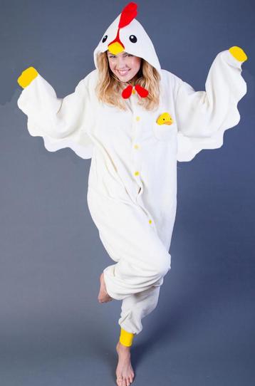 Kip onesie XS-S Pak Kostuum Wit Roze Geel Carnaval Kuiken beschikbaar voor biedingen