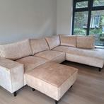 Velvet grote hoekbank in zand kleur, Ophalen, Hoekbank, Zo goed als nieuw, Vierpersoons of meer