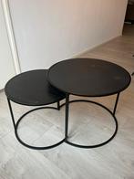 Salontafel rond 2 delig zwart, Huis en Inrichting, Tafels | Salontafels, Gebruikt, 50 tot 100 cm, Rond, Ophalen of Verzenden