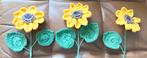 * nw gehaakte Zonnebloem 10 cm 1 of 2 blaadjes 2 kl. groen, Verzenden, Nieuw, Haken, Overige typen