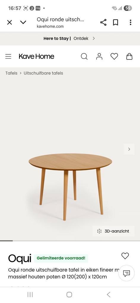 Nieuw! Kave Home Oqui ovaal naturel uitschuifbaar 120-200 cm, Huis en Inrichting, Complete eetkamers, Nieuw, Ophalen