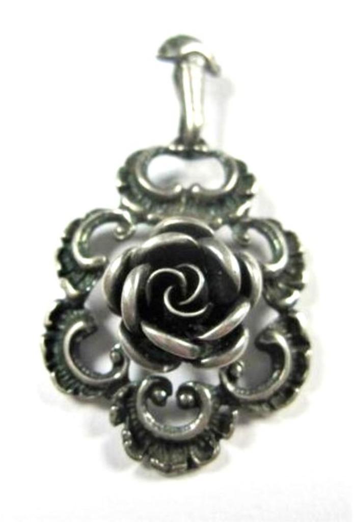 Teka kettinghanger roos 50's 925 zilver Theodor Klotz (7179-, Sieraden, Tassen en Uiterlijk, Kettinghangers, Zo goed als nieuw