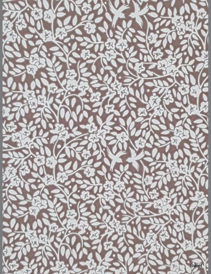 5591 Vintage bloemenbehang vogeltjes takjes op bruin swiet, Huis en Inrichting, Stoffering | Behang, Wit, Bruin, Ophalen of Verzenden