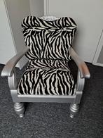 Gepimpte zebra stoel fauteuil retro vintage zilverkleur, Huis en Inrichting, Fauteuils, Ophalen, Minder dan 75 cm, Zo goed als nieuw