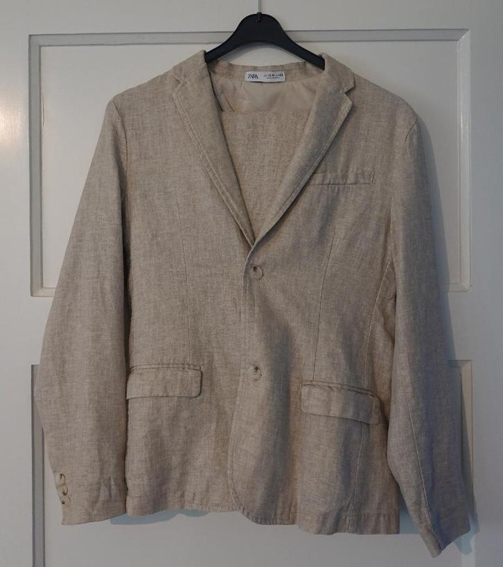 Beige linnen kostuum maat 164 van Zara, Kinderen en Baby's, Kinderkleding | Maat 164, Gebruikt, Jongen, Setje, Ophalen of Verzenden