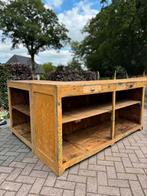 Hoek-toonbank, 2 delig, patina, ingeschilderd, vakken,lades, Ophalen