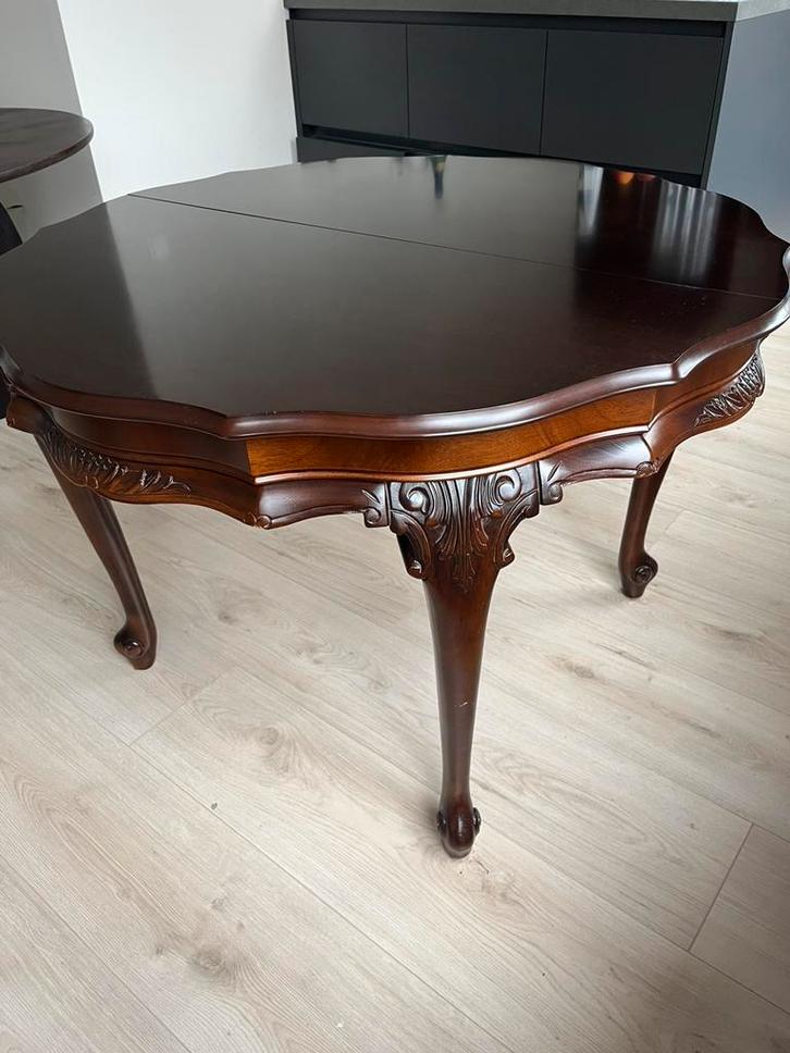 Ronde houten eettafel 4-6 pers, Huis en Inrichting, Tafels | Eettafels, Zo goed als nieuw, 100 tot 150 cm, 200 cm of meer, Rechthoekig