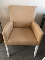 4 eetkamerstoelen met armsteun, beige, Ophalen, Gebruikt, Minder dan 75 cm, Hout