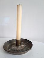 Antieke Koperen Kandelaar met Kaars, Ophalen of Verzenden, Koper of Brons