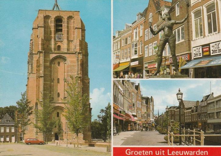 LEEUWARDEN Oldehove Standbeeld Centrum Groeten, Verzamelen, Ansichtkaarten | Nederland, Gelopen, Friesland, 1980 tot heden, Verzenden
