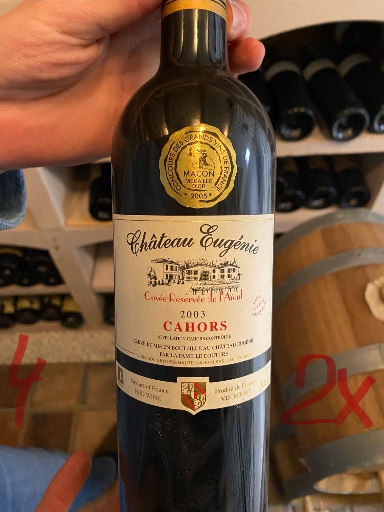Chateau Eugenie - Cahors 2003 - Cuvee Reserve de l’Aieul, Ophalen, Frankrijk, Nieuw, Rode wijn