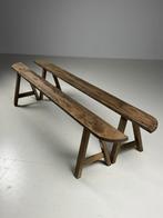 2x Franse bank antiek landelijk eiken, Ophalen of Verzenden