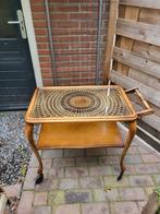vintage notenhouten serveerwagen trolley, Huis en Inrichting, Tafels | Sidetables, Ophalen, Gebruikt, 50 tot 100 cm, Glas