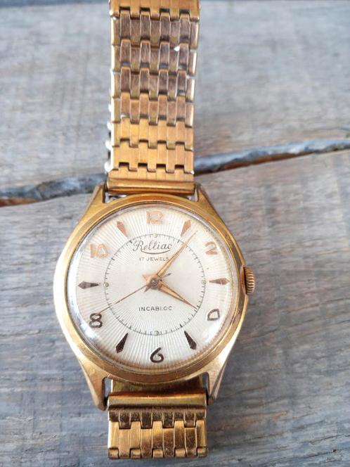 Oud vintage Relliac 17 jewels heren horloge, Sieraden, Tassen en Uiterlijk, Horloges | Heren, Gebruikt, Overige merken, Staal