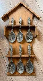 Tinnen Lepels met Houten Rekje - Decoratief, Antiek en Kunst, Ophalen of Verzenden