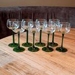 8 stuks vintage Luminarc wijnglazen, groene voet, Verzamelen, Glas en Borrelglaasjes, Ophalen of Verzenden, Zo goed als nieuw