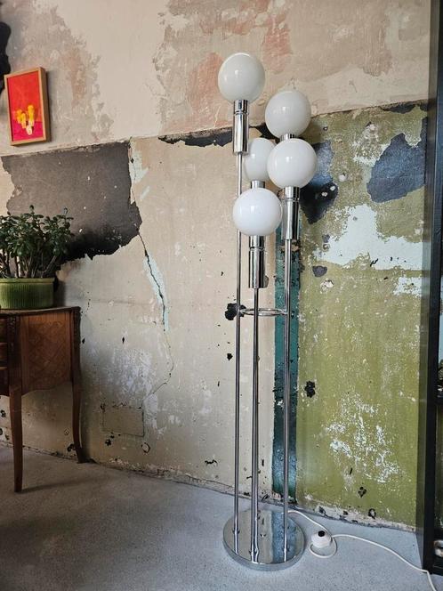 Vintage solken leuchten space age vloerlamp chroom zilver, Huis en Inrichting, Lampen | Vloerlampen, Gebruikt, 150 tot 200 cm