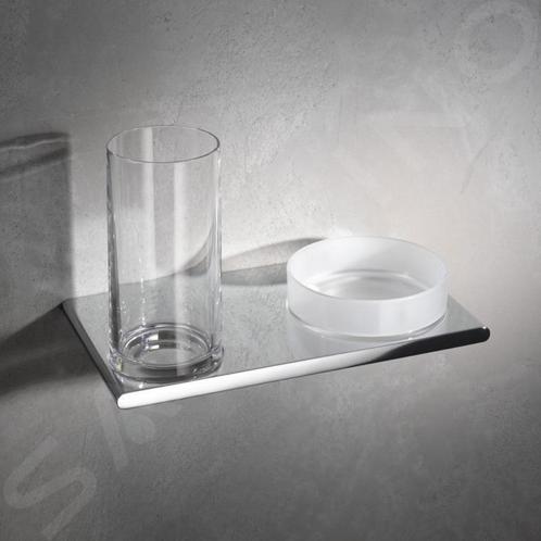 KEUCO dubbele houder, zeepbakje tandenborstel, metaal, glas,, Doe-het-zelf en Verbouw, Sanitair, Nieuw, Douche, Chroom, Glas, Ophalen of Verzenden