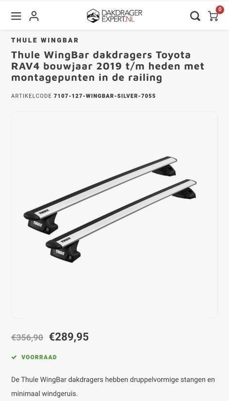 Thule dakdragers gehele set voor Toyota Rav4 vanaf 2019, Auto diversen, Dakdragers, Zo goed als nieuw, Ophalen