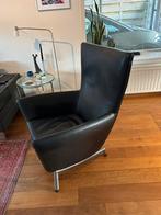 Foxx fauteuil van merk label zwart/chroom, Huis en Inrichting, Fauteuils, Ophalen, Minder dan 75 cm, Leer, Zo goed als nieuw