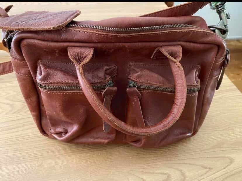 Cowboysbag leren handtas bruin, Ophalen of Verzenden, Gebruikt, Bruin, Handtas
