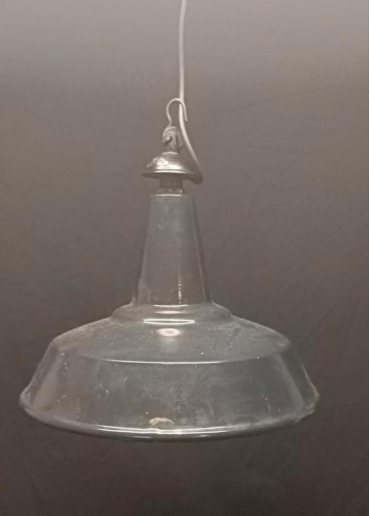 Antieke Emaille Hanglamp Zwart 30cm, Antiek en Kunst, Antiek | Lampen, Ophalen of Verzenden