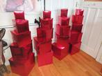 Kado / Feest / Rode glans kubusdozen / 4 sets van 5 dozen., Ophalen of Verzenden, Zo goed als nieuw