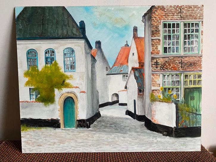 Straatgezicht, Antiek en Kunst, Kunst | Schilderijen | Klassiek, Ophalen of Verzenden